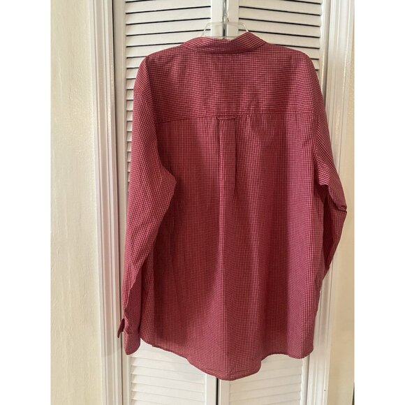 NWT Chaps Men’s XXL/TTG Easy Care Red White Plaid Long Sleeve Button Down Shirt - Picture 2 of 6